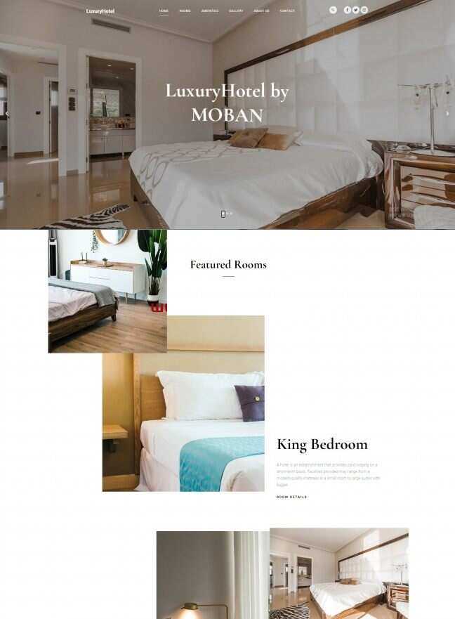 极简风酒店预定服务网站html模板 - 火火兔电子商城