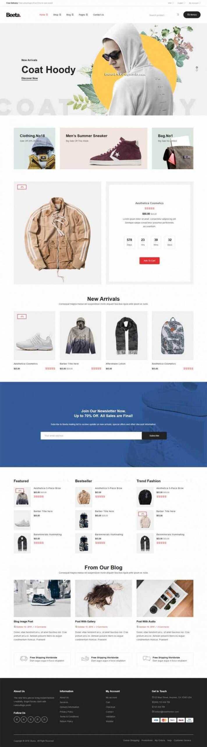 多功能电子商务Bootstrap4响应式HTML5 - 火火兔电子商城