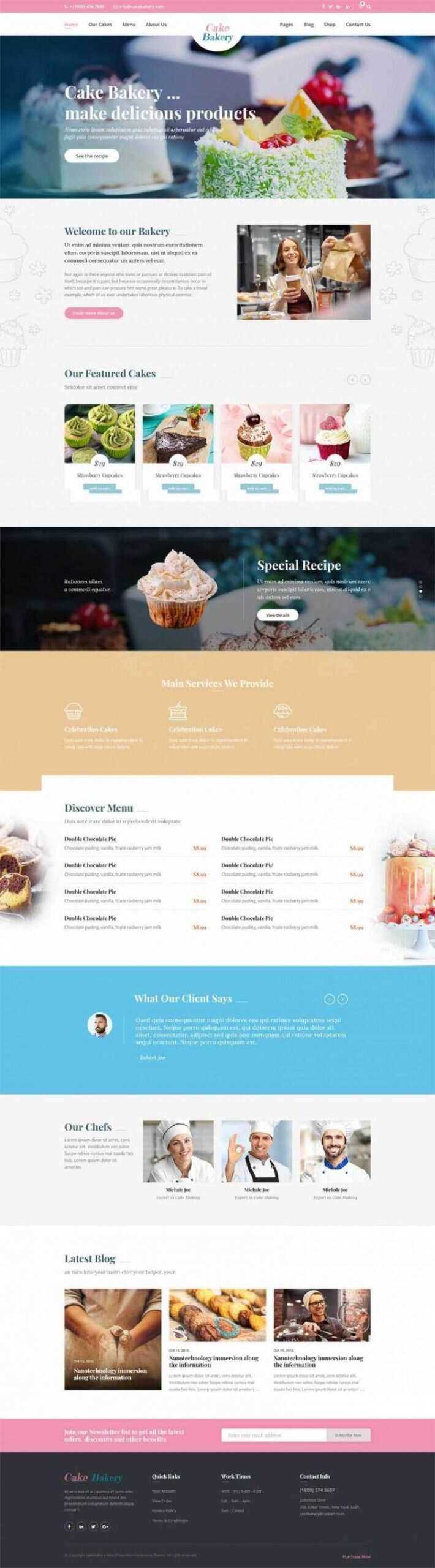 粉色卡通响应式蛋糕面包店外卖预订设计师类网站 - 火火兔电子商城