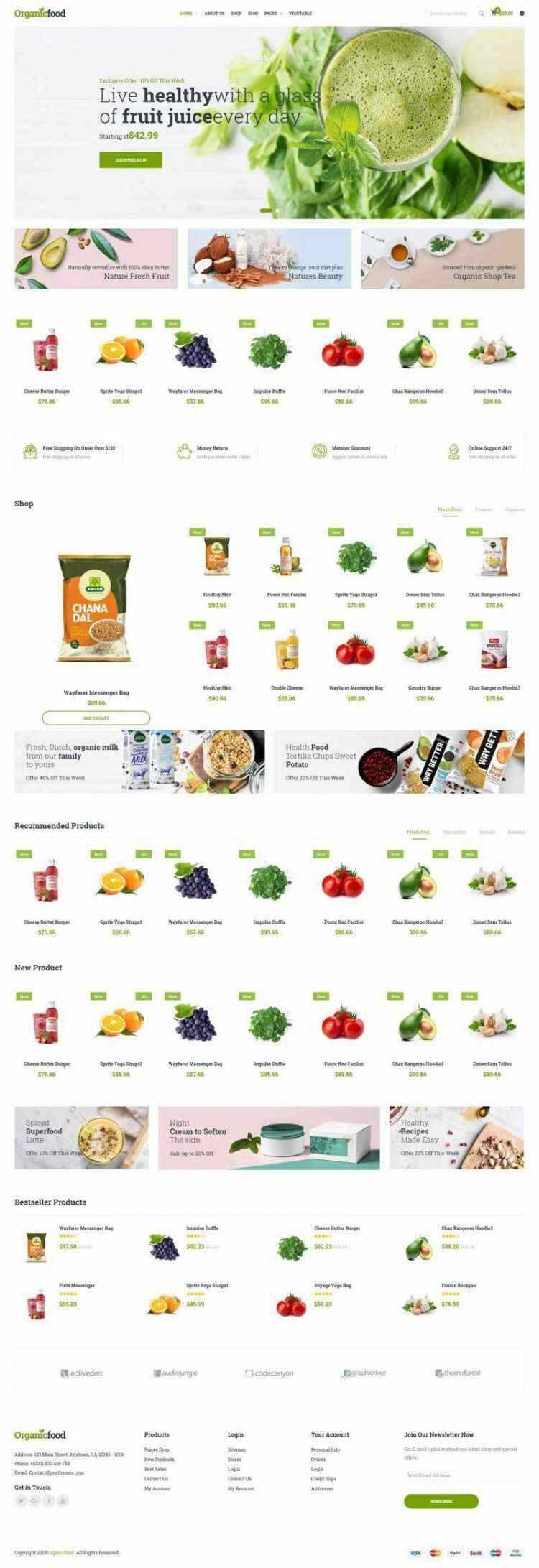 绿色Bootstrap4响应式食品蔬菜水果外卖预订商城网站 - 火火兔电子商城