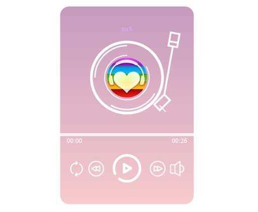 网页粉色渐变音乐播放器效果html源码 - 火火兔电子商城