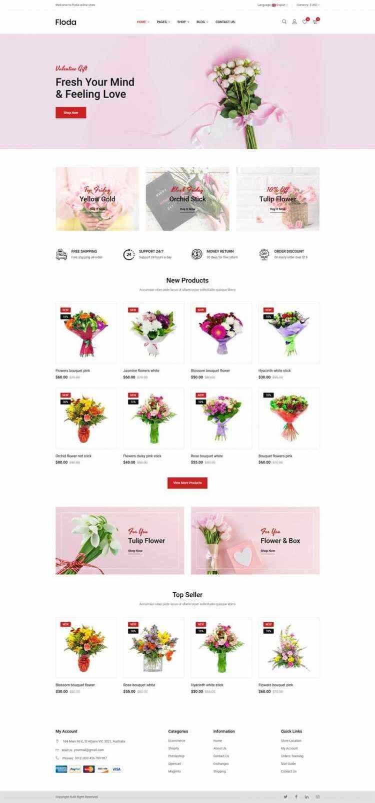 Bootstrap红色精美响应式鲜花花店电商网站 - 火火兔电子商城