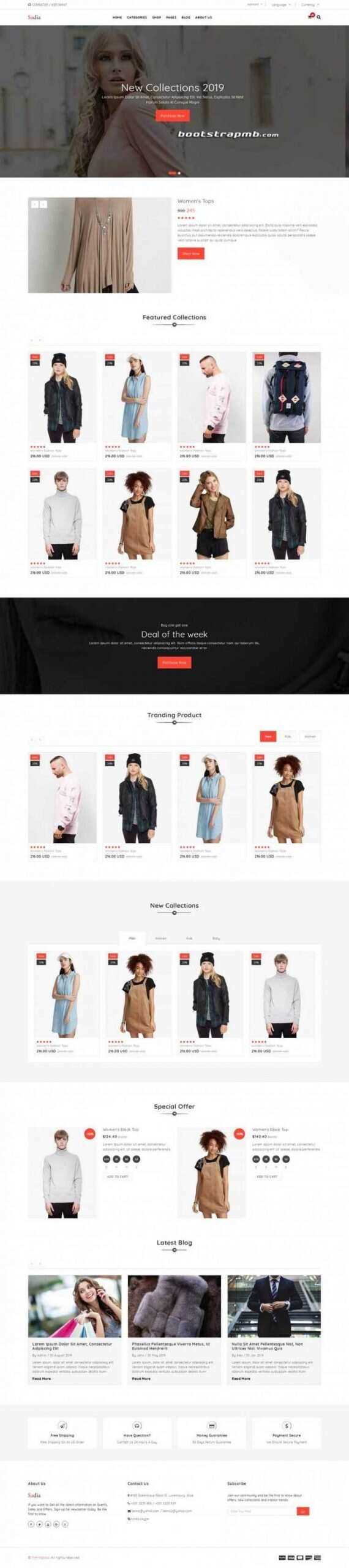 Bootstrap响应式英文服装商城 - 火火兔电子商城