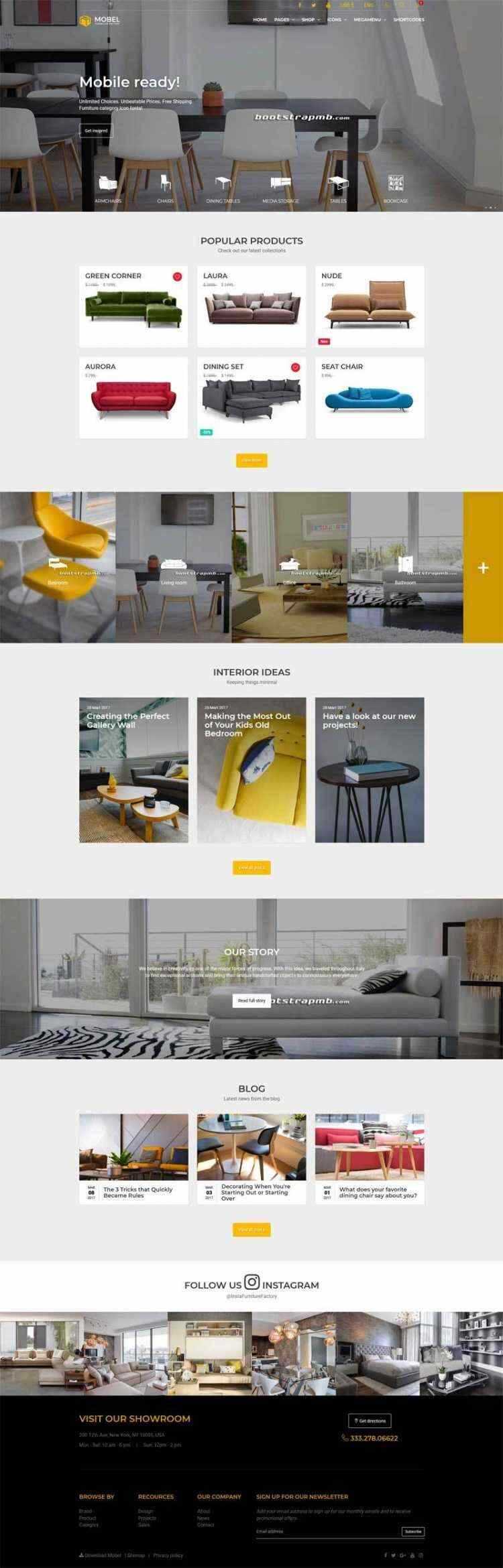 Bootstrap响应式在线家具商城电商网站 - 火火兔电子商城