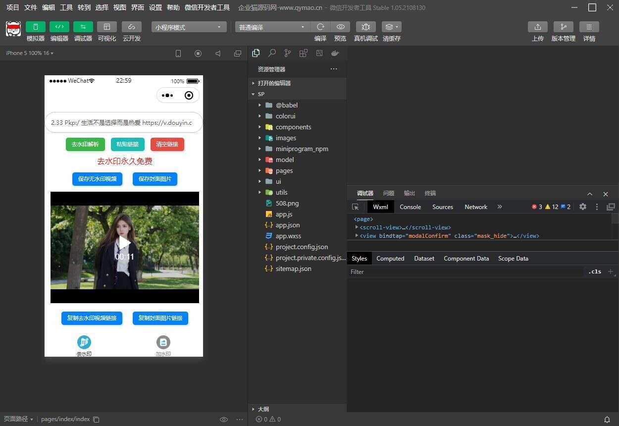 短视频去水印和图片加水印生成微信小程序源码 - 火火兔电子商城