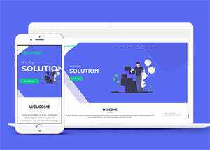 蓝色宽屏手机业务网站模板下载 - 火火兔电子商城