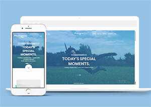 蓝色单人旅行拍照网站模板源码 - 火火兔电子商城