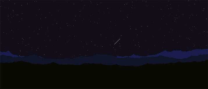 html5 canvas山顶夜空流星划过背景动画特效 - 火火兔电子商城