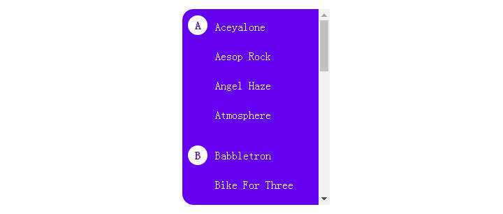 js+css3侧边栏滚动显示首字母索引特效 - 火火兔电子商城