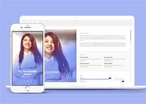 响应式蓝色个人简介类网站模板 - 火火兔电子商城