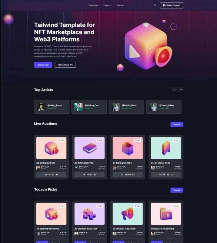 NFT市场服务企业网站html模板 - 火火兔电子商城