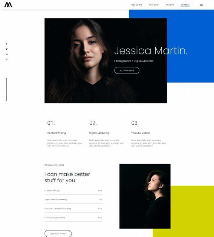 摄影师数字营销师简历网站html模板 - 火火兔电子商城