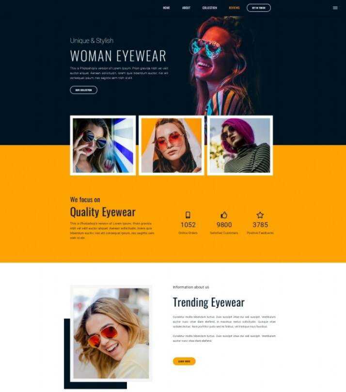 时尚女士墨镜品牌宣传网站html模板 - 火火兔电子商城