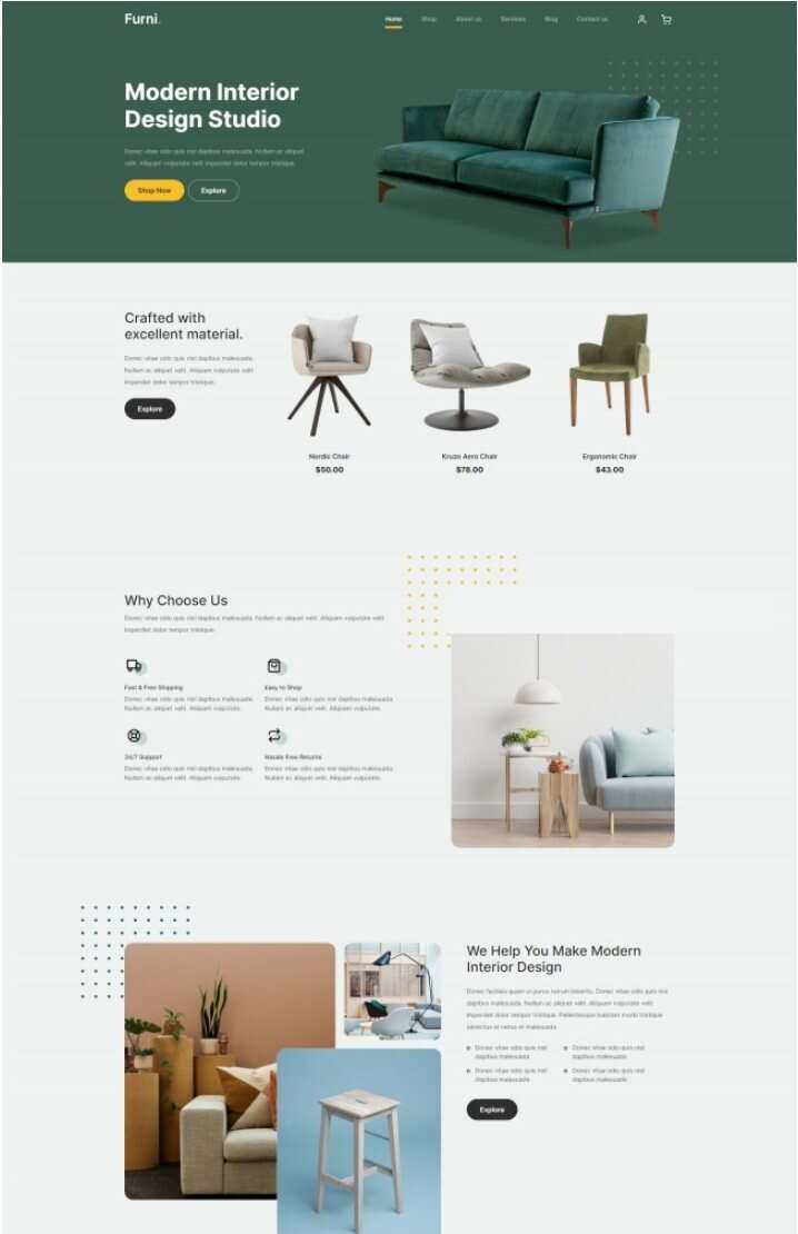 现代室内设计工作室网站html模板 - 火火兔电子商城