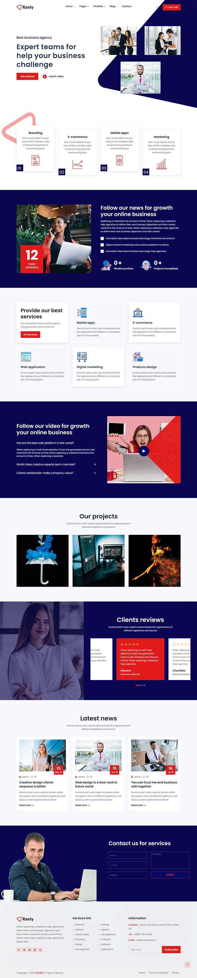 Bootstrap多用途的商业服务公司网站HTML模板 - 火火兔电子商城