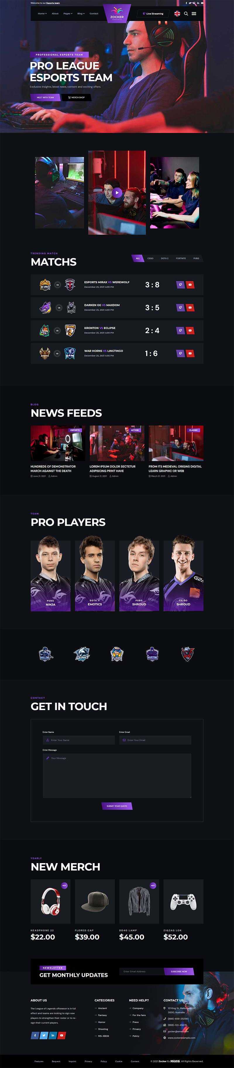 黑色响应式电子竞技游戏官网HTML模板 - 火火兔电子商城