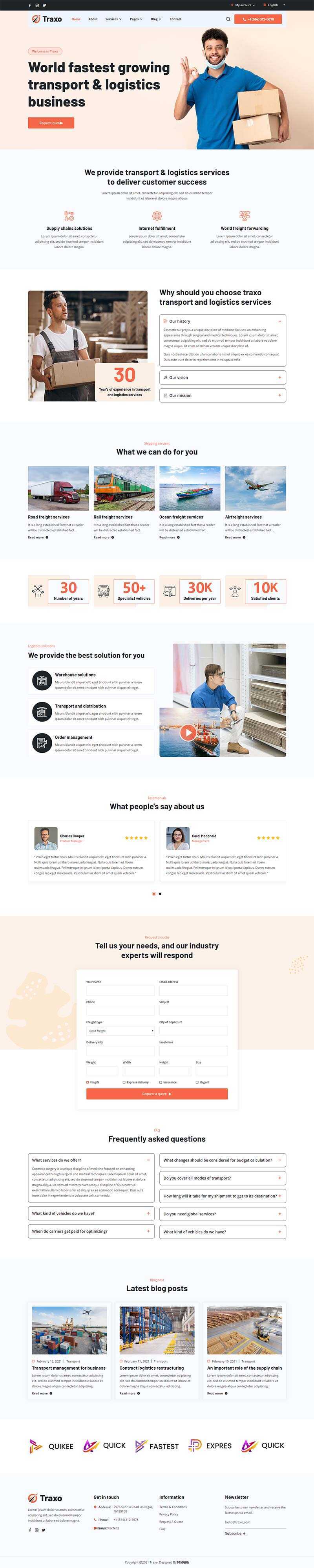响应式多用途的物流快递公司HTML模板 - 火火兔电子商城