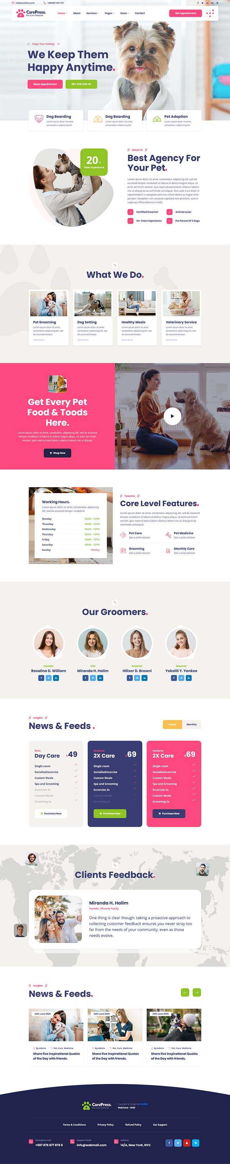 宠物护理医院兽医店铺官网HTML5模板 - 火火兔电子商城