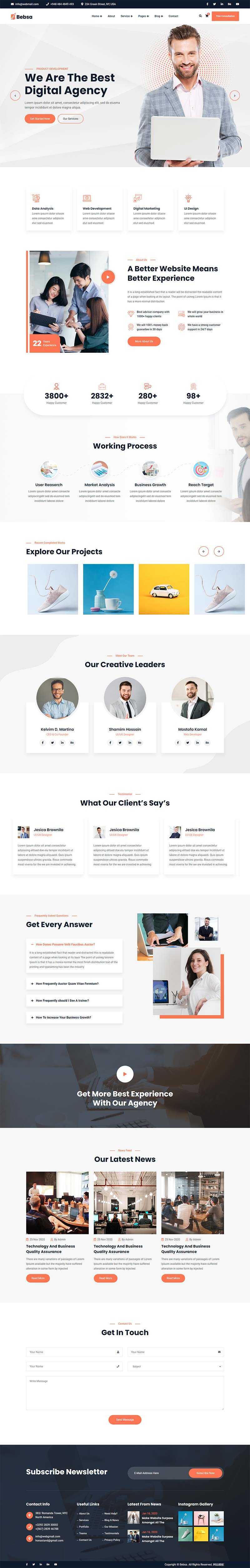 bootstrap4多用途的咨询公司业务展示html模板 - 火火兔电子商城