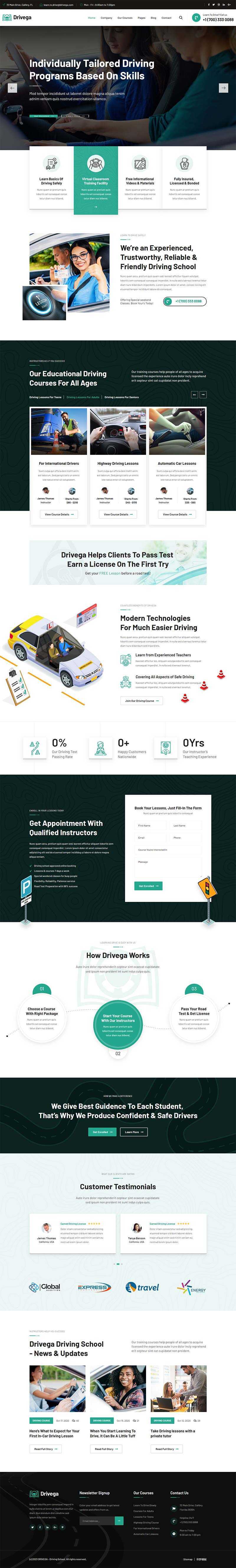 绿色汽车驾校培训企业官网HTML模板 - 火火兔电子商城