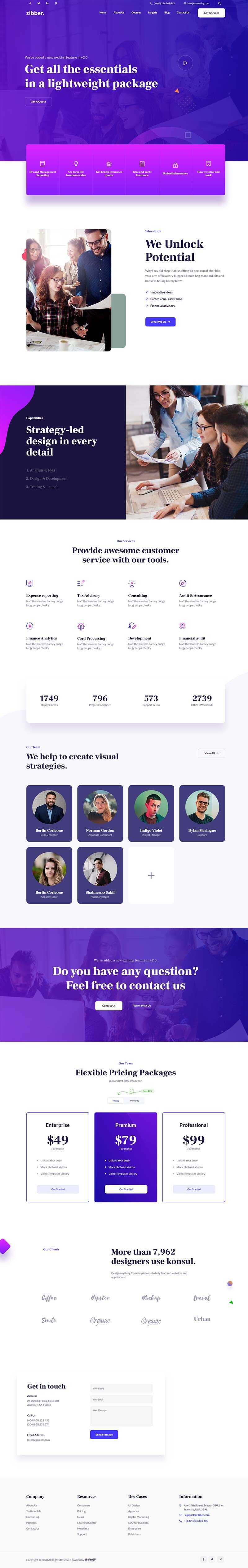 蓝紫色商务投资咨询公司html模板 - 火火兔电子商城