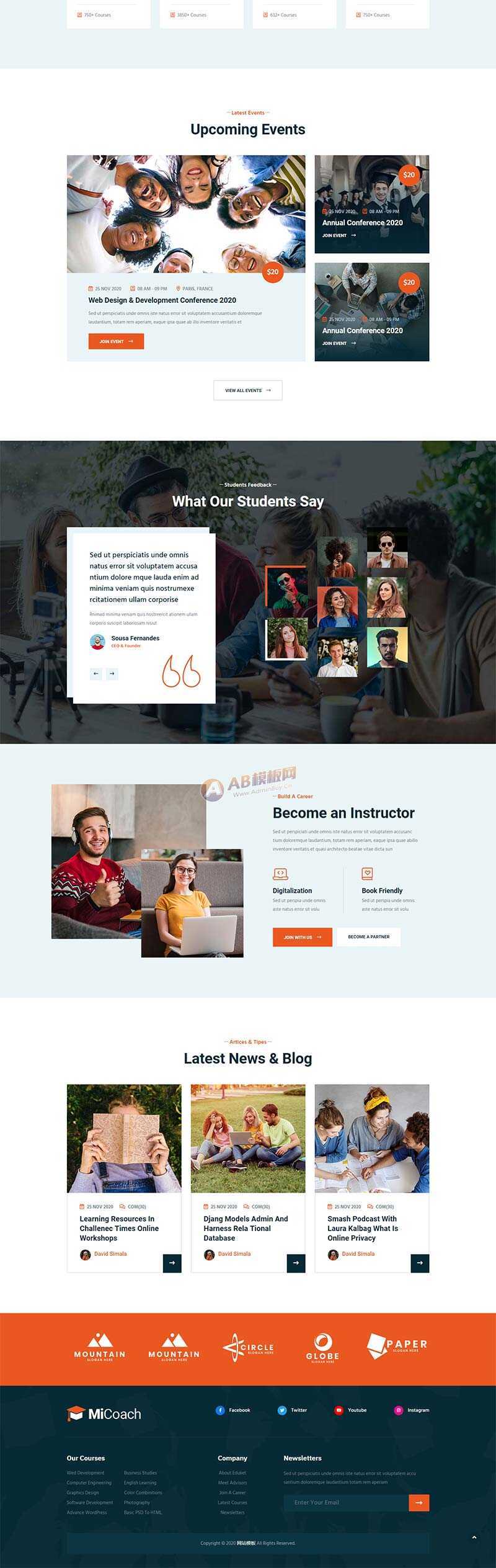 响应式在线课程教育培训行业网站HTML5模板 - 火火兔电子商城