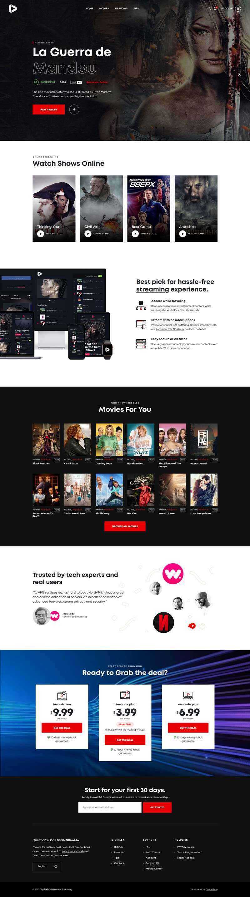 Bootstrap在线3D高清影院视频网页模板 - 火火兔电子商城