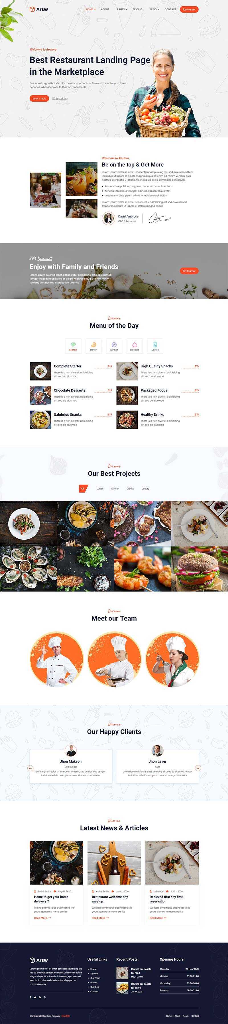 响应式甜品美食餐厅，快餐店网站HTML模板 - 火火兔电子商城