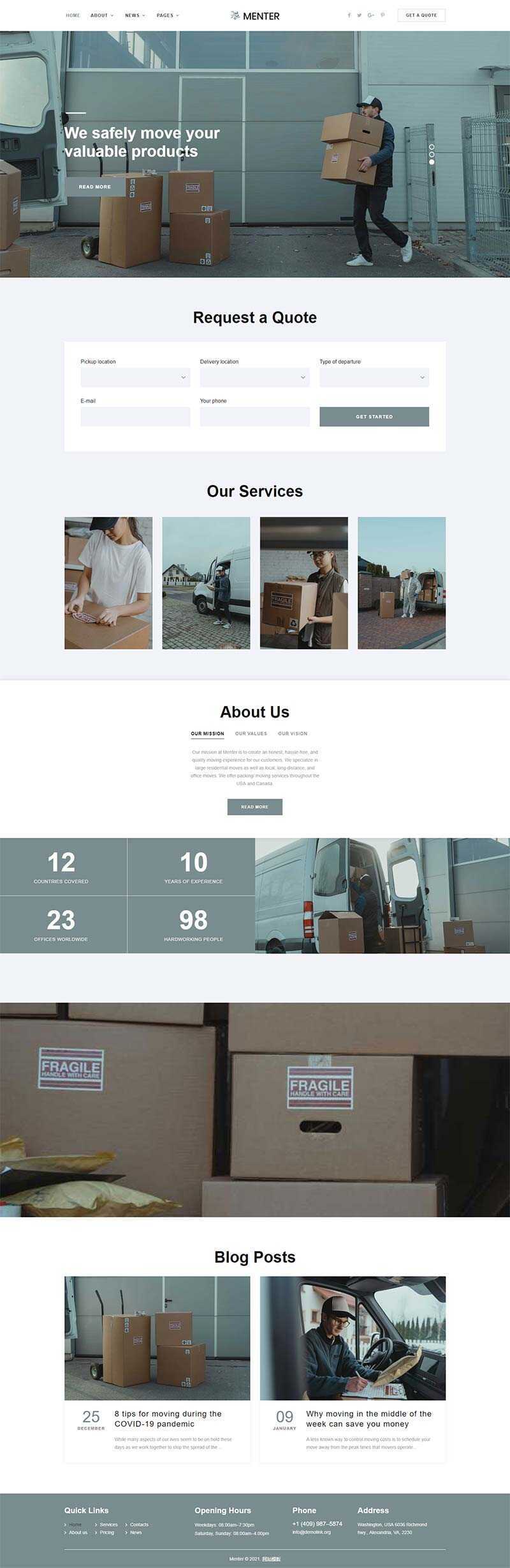 bootstrap响应式搬家快递公司网站html5模板 - 火火兔电子商城