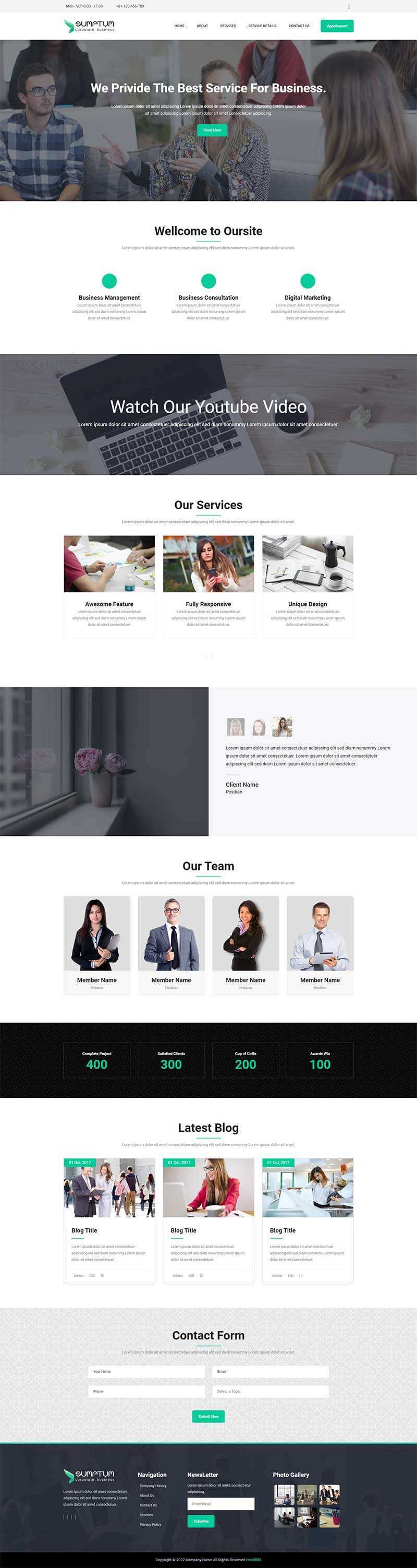 宽屏大气的企业官网网站模板 HTML模板 - 火火兔电子商城