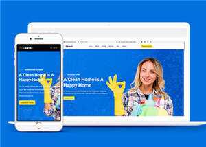宽屏家政清洁业务预约响应式网页模板下载 - 火火兔电子商城