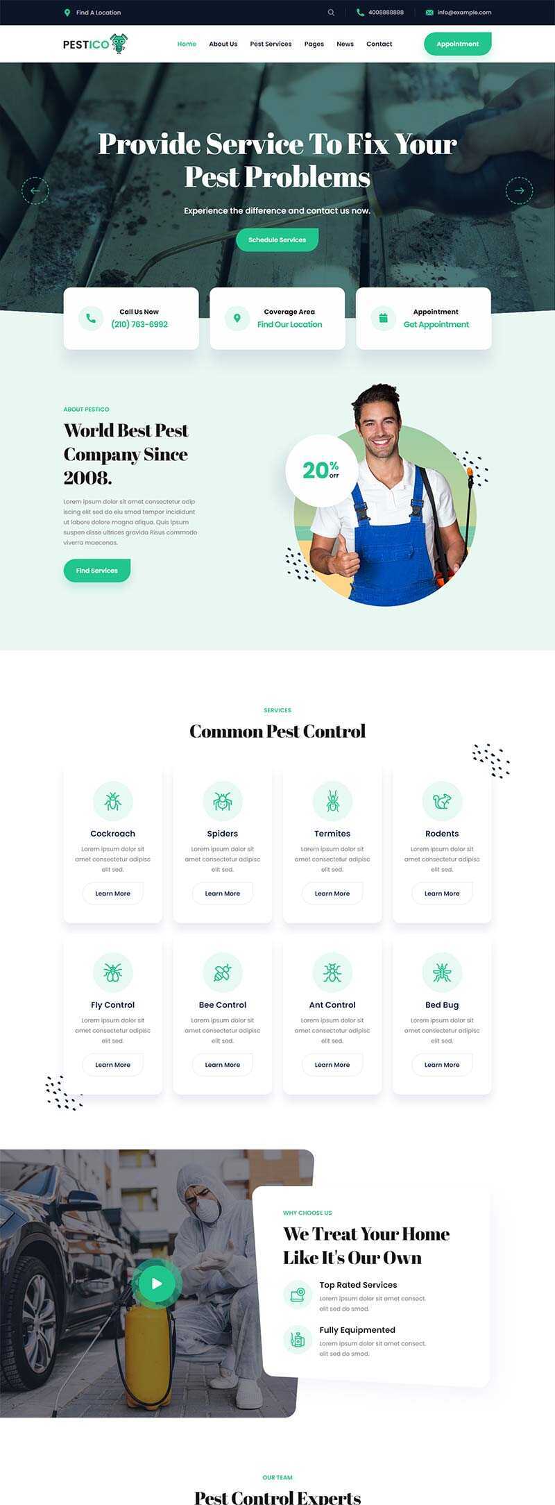 响应式害虫防治服务公司官网html模板 - 火火兔电子商城