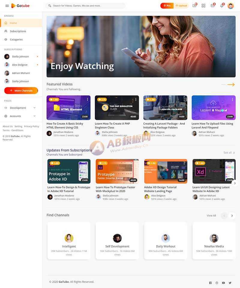 响应式网络视频共享平台网站HTML模板 - 火火兔电子商城