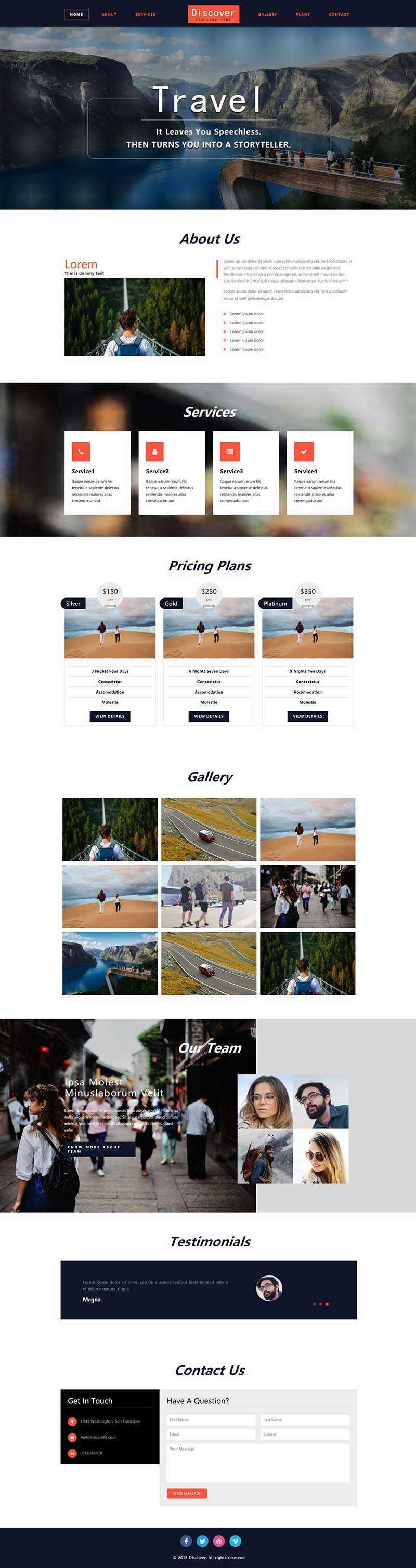 大气宽屏展示型旅游网页html模板 - 火火兔电子商城
