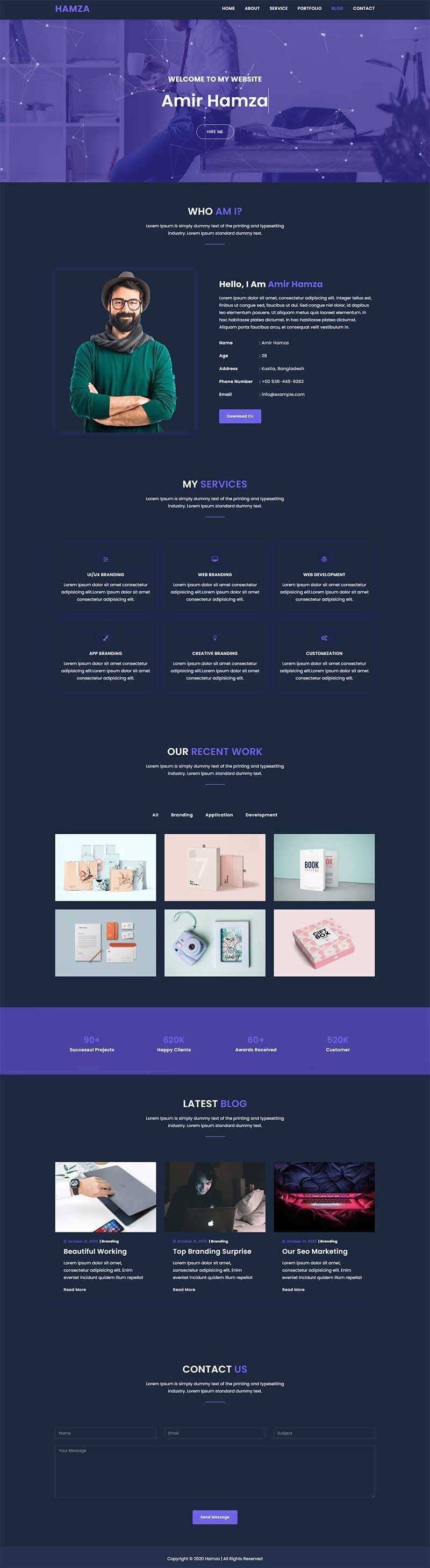 炫酷全屏个人作品集展示网页html模板 - 火火兔电子商城