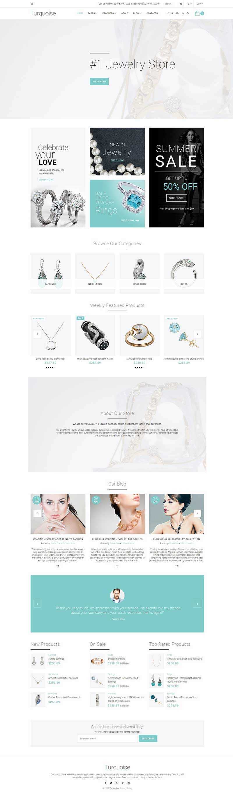 白色珠宝商城整站网页html模板 - 火火兔电子商城