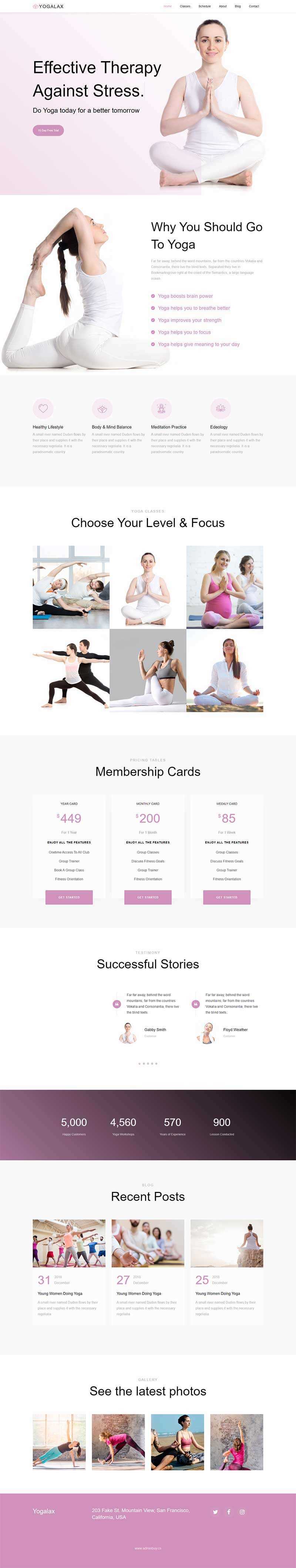 Bootstrap粉色的健身瑜伽类网站html模板 - 火火兔电子商城