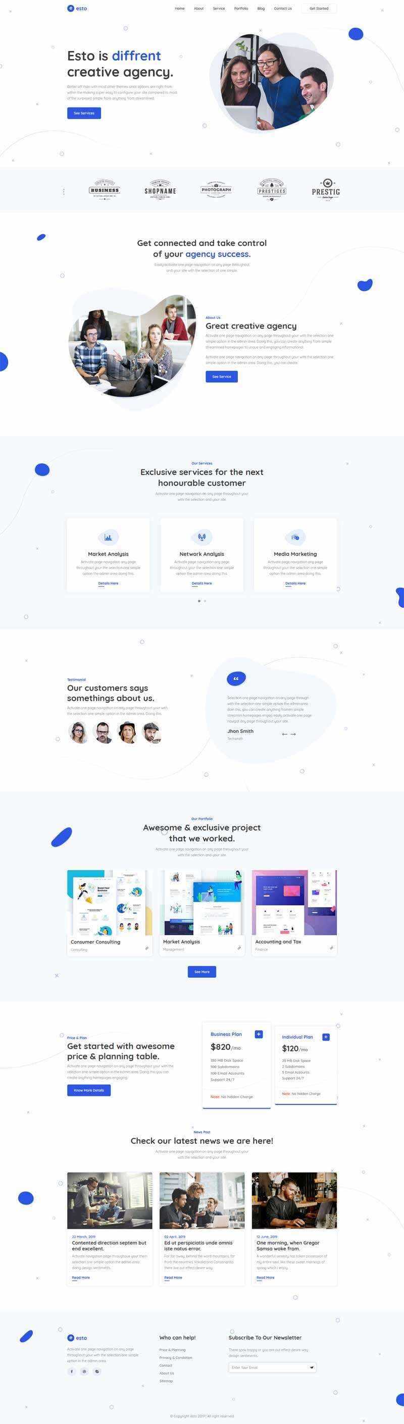 响应式创意的微小企业工作室网站html模板 - 火火兔电子商城