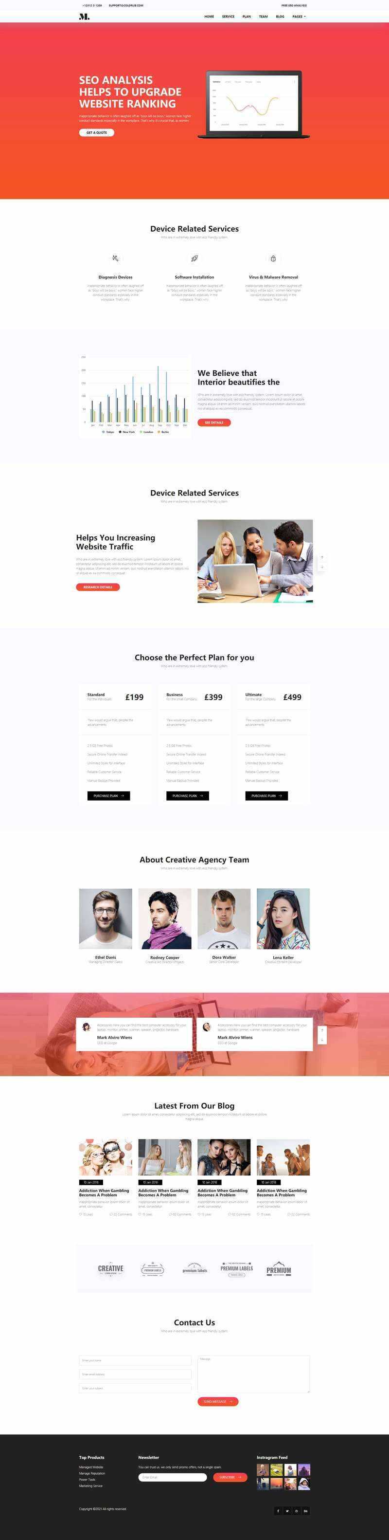 红色响应式SEO优化服务网站html模板 - 火火兔电子商城