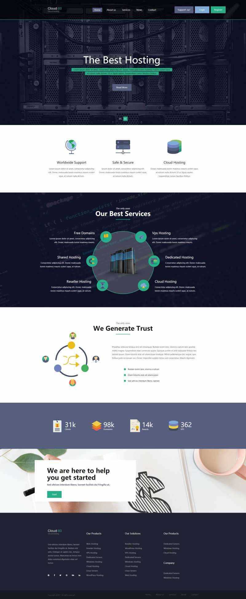 多用途主机托管云服务网站html模板 - 火火兔电子商城