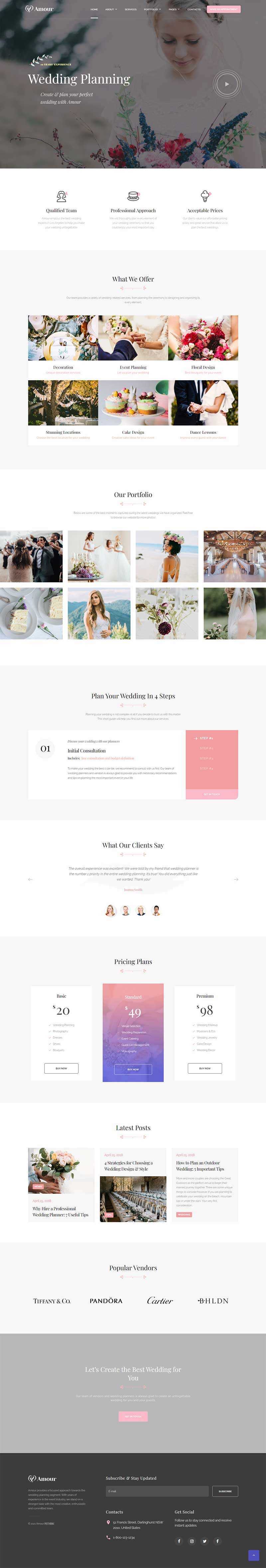 粉色简约的婚庆婚礼策划网站html模板 - 火火兔电子商城