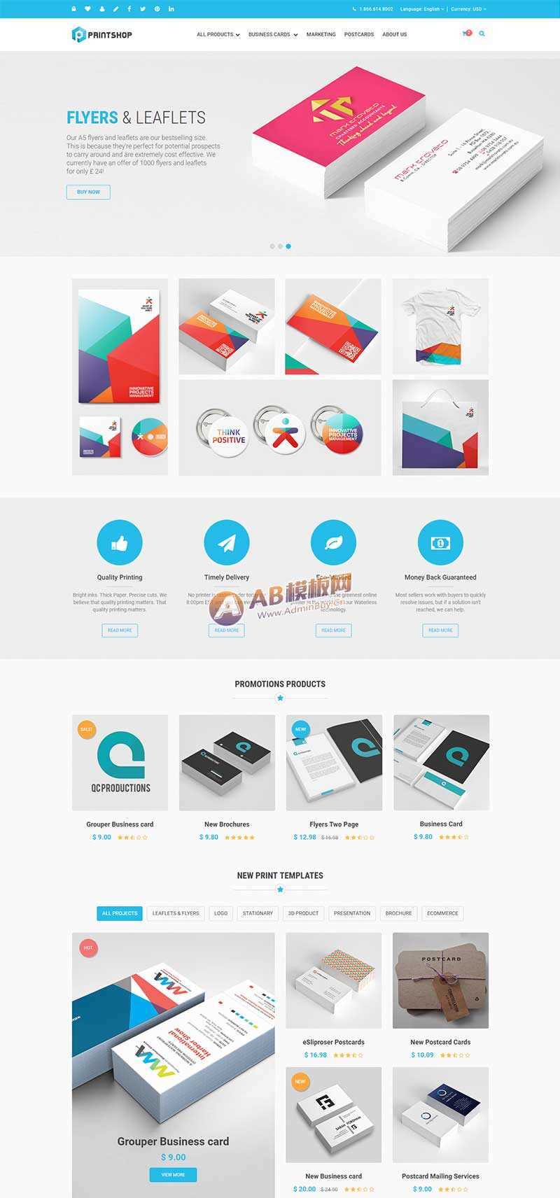 图片[3] - 蓝色的响应式名片印刷公司网站html模板 - 火火兔电子商城