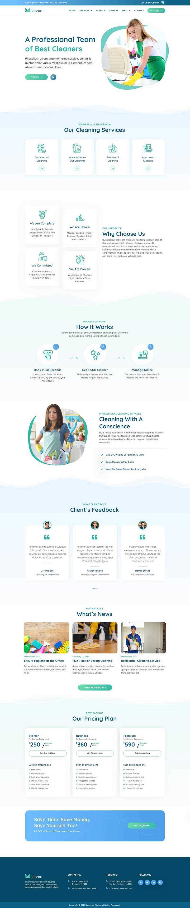 绿色清爽的家政清洁服务公司网站html模板 - 火火兔电子商城