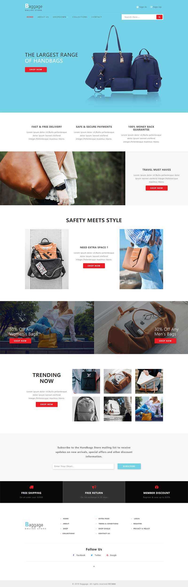 Bootstrap响应式箱包电子商务网站html模板 - 火火兔电子商城