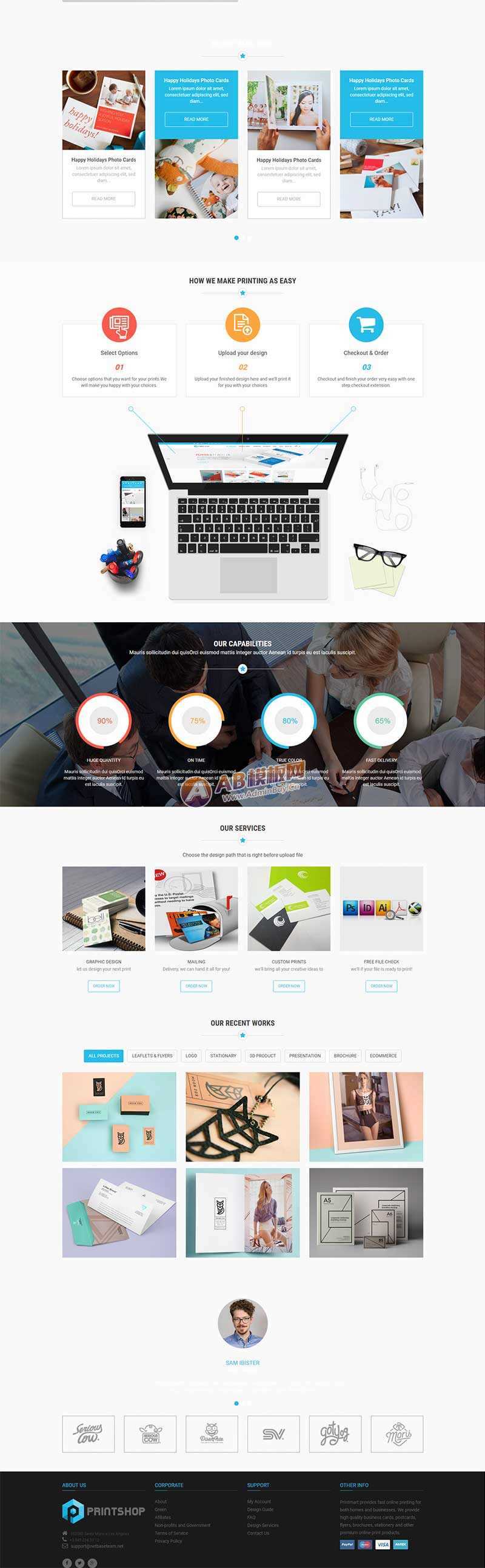 图片[2] - 蓝色的响应式名片印刷公司网站html模板 - 火火兔电子商城