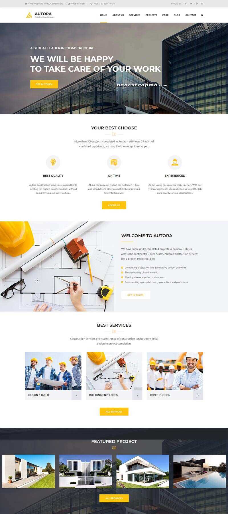 Bootstrap响应式的房地产建筑企业网站HTML模板 - 火火兔电子商城