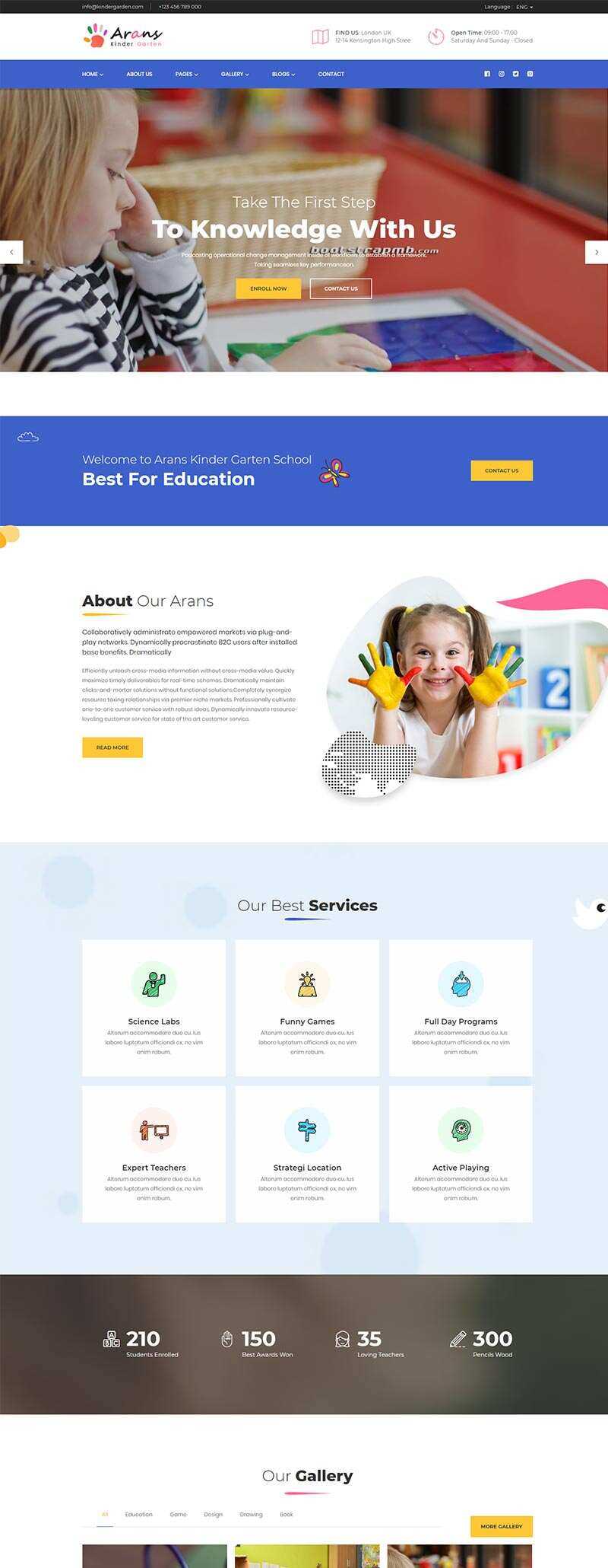 Bootstrap响应式幼儿园早教中心网站html模板 - 火火兔电子商城