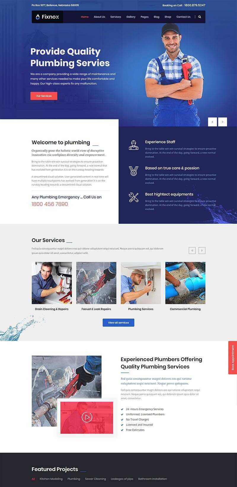 Bootstrap管道修理家政保洁公司网站html模板 - 火火兔电子商城
