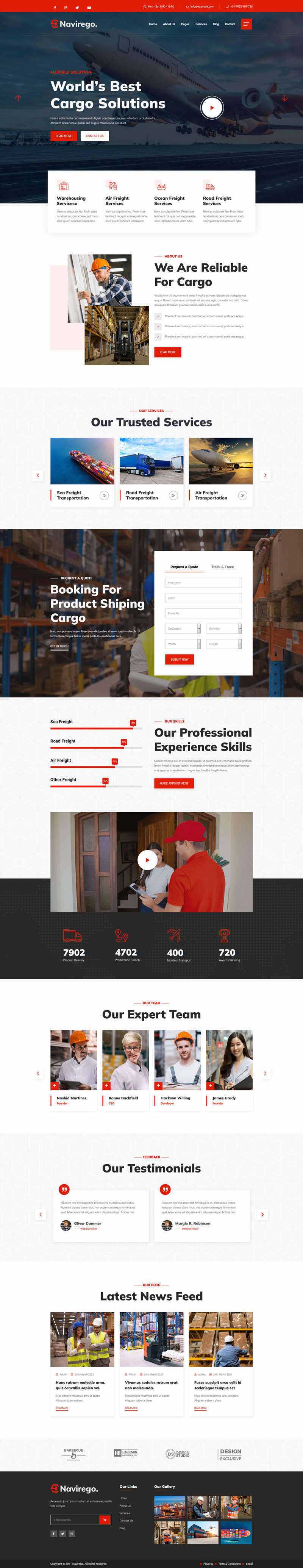 bootstrap红色的物流快递公司网站HTML模板 - 火火兔电子商城