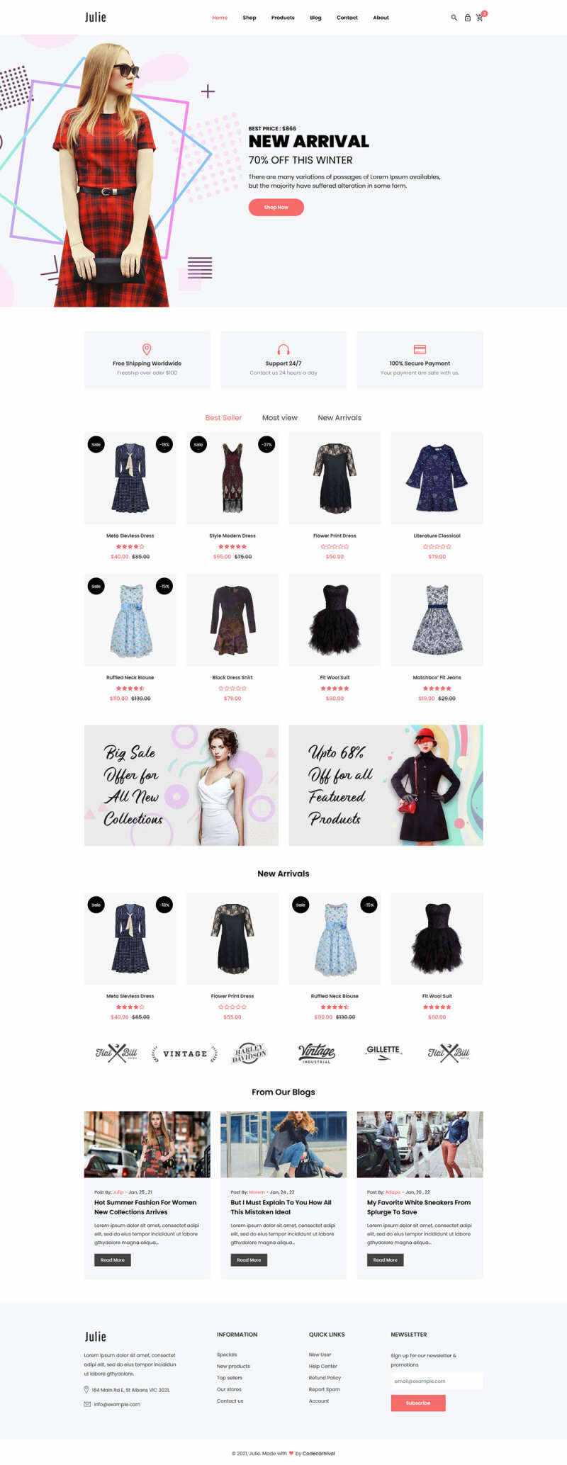 bootstrap简洁的时尚女装电商html模板 - 火火兔电子商城